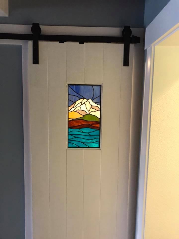 Stained glass Mount Rainier Door Kelly Big M Art Glass & Studio